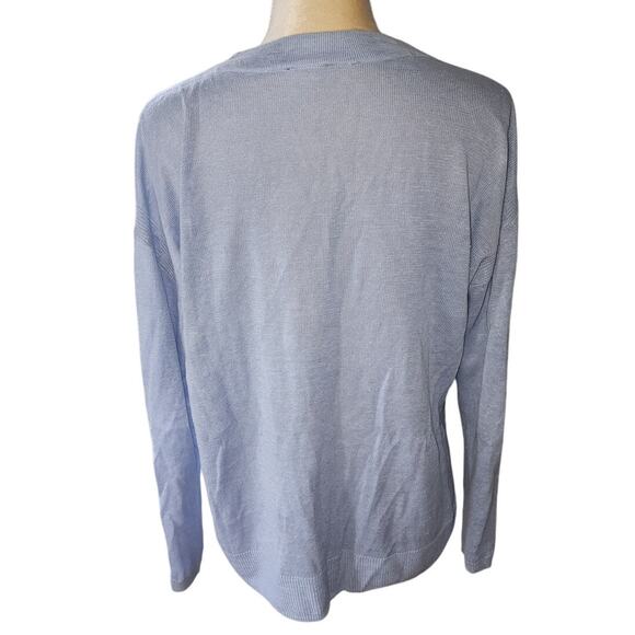 Talbots Petite Light Blue Linen Girlfriend Button Down Sweater Cardigan Size MP - Picture 5 of 7
